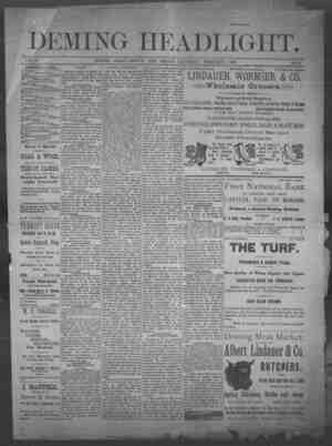 Deming Headlight Newspaper 1 Şubat 1890 kapağı