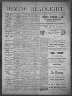 Deming Headlight Newspaper 1 Mart 1890 kapağı