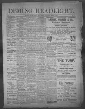 Deming Headlight Newspaper 15 Mart 1890 kapağı