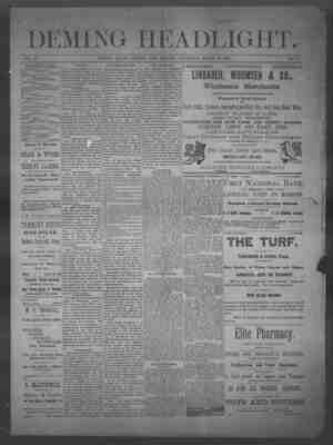 Deming Headlight Newspaper 22 Mart 1890 kapağı
