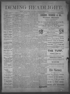 Deming Headlight Newspaper 29 Mart 1890 kapağı