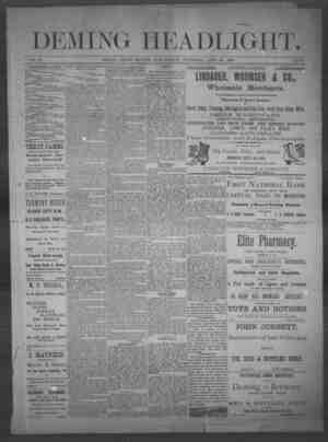 Deming Headlight Newspaper 26 Nisan 1890 kapağı