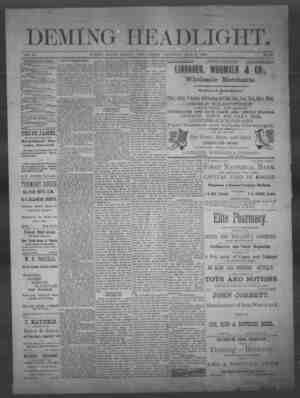 Deming Headlight Newspaper 3 Mayıs 1890 kapağı