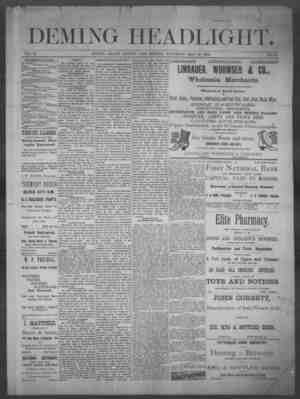 Deming Headlight Newspaper 10 Mayıs 1890 kapağı