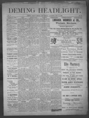 Deming Headlight Newspaper 17 Mayıs 1890 kapağı