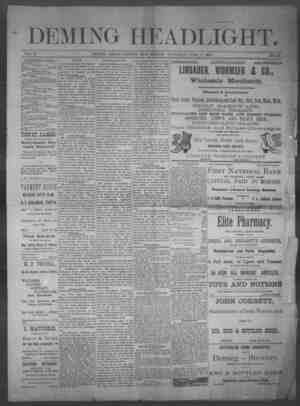 Deming Headlight Newspaper 7 Haziran 1890 kapağı