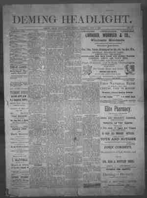 Deming Headlight Newspaper 5 Temmuz 1890 kapağı