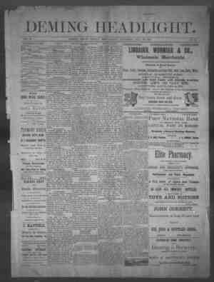Deming Headlight Newspaper 26 Temmuz 1890 kapağı