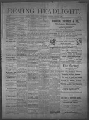 Deming Headlight Newspaper 2 Ağustos 1890 kapağı