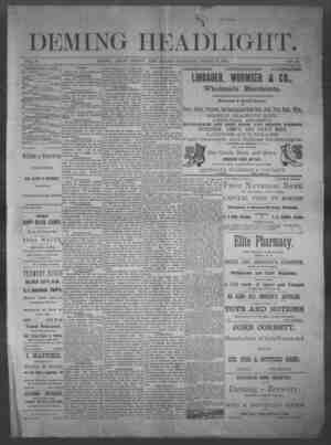 Deming Headlight Newspaper 16 Ağustos 1890 kapağı