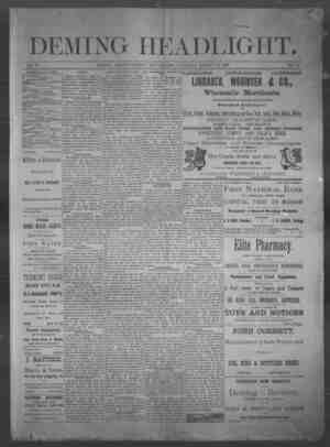 Deming Headlight Newspaper 23 Ağustos 1890 kapağı