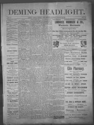 Deming Headlight Newspaper 30 Ağustos 1890 kapağı