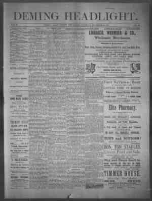 Deming Headlight Newspaper 20 Eylül 1890 kapağı
