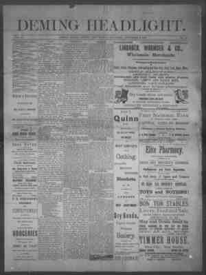 Deming Headlight Newspaper 8 Kasım 1890 kapağı
