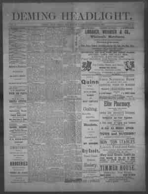 Deming Headlight Newspaper 22 Kasım 1890 kapağı