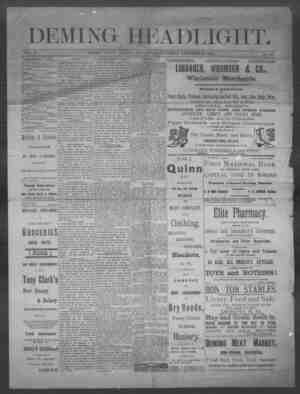 Deming Headlight Newspaper 13 Aralık 1890 kapağı