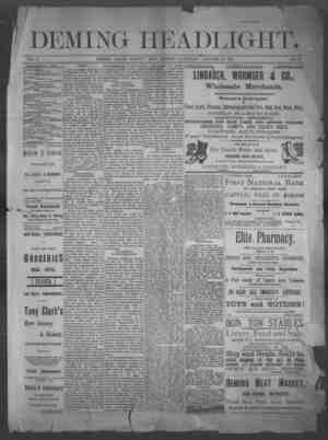 Deming Headlight Newspaper 10 Ocak 1891 kapağı