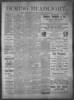 Deming Headlight Newspaper 7 Şubat 1891 kapağı