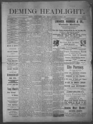 Deming Headlight Newspaper 7 Mart 1891 kapağı