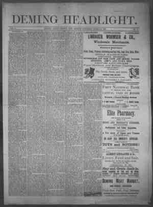 Deming Headlight Newspaper 14 Mart 1891 kapağı