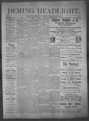 Deming Headlight Newspaper 11 Nisan 1891 kapağı
