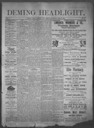 Deming Headlight Newspaper 25 Nisan 1891 kapağı