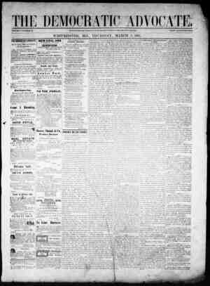 The Democratic Advocate Gazetesi March 8, 1866 kapağı