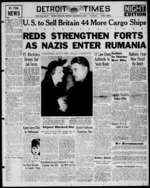 Detroit Evening Times Newspaper December 26, 1940 kapağı
