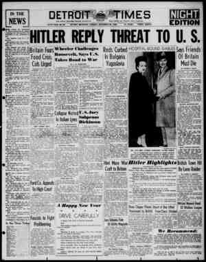 Detroit Evening Times Newspaper December 31, 1940 kapağı
