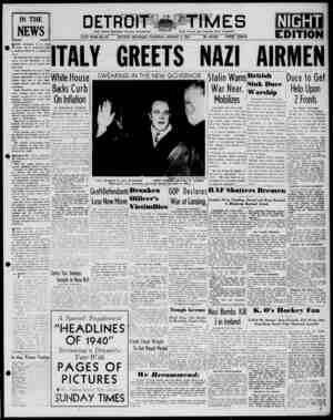 Detroit Evening Times Newspaper January 2, 1941 kapağı