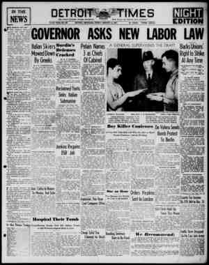 Detroit Evening Times Newspaper January 3, 1941 kapağı