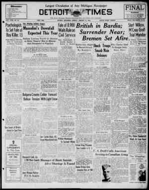 Detroit Evening Times Newspaper January 5, 1941 kapağı