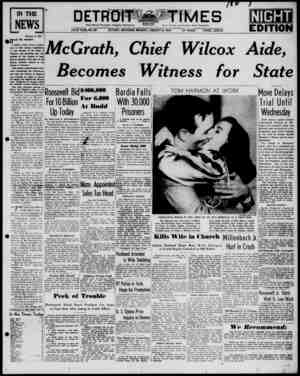 Detroit Evening Times Newspaper January 6, 1941 kapağı