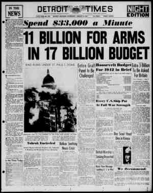 Detroit Evening Times Newspaper January 8, 1941 kapağı