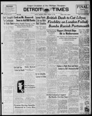 Detroit Evening Times Newspaper January 12, 1941 kapağı
