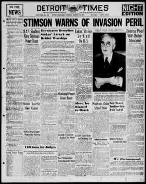 Detroit Evening Times Newspaper January 16, 1941 kapağı