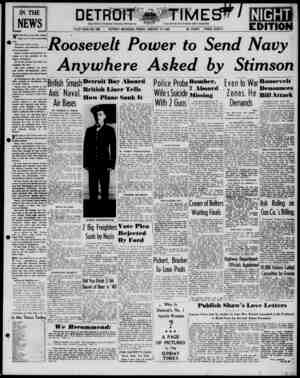 Detroit Evening Times Newspaper January 17, 1941 kapağı