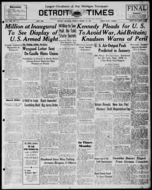 Detroit Evening Times Newspaper January 19, 1941 kapağı