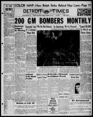 Detroit Evening Times Newspaper January 21, 1941 kapağı