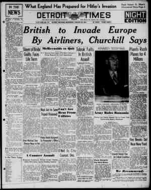 Detroit Evening Times Newspaper January 22, 1941 kapağı