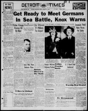 Detroit Evening Times Newspaper January 31, 1941 kapağı