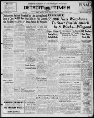Detroit Evening Times Newspaper February 2, 1941 kapağı