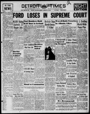 Detroit Evening Times Newspaper February 10, 1941 kapağı