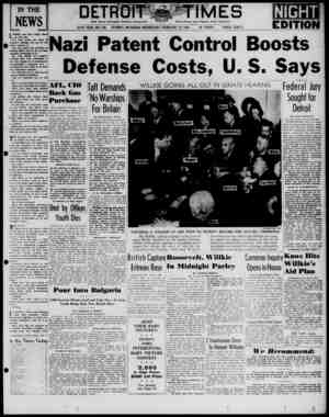 Detroit Evening Times Newspaper February 12, 1941 kapağı