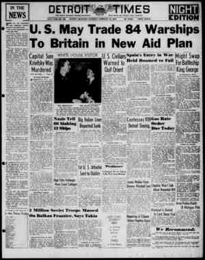 Detroit Evening Times Newspaper February 13, 1941 kapağı