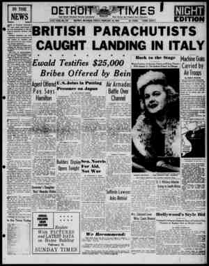 Detroit Evening Times Newspaper February 14, 1941 kapağı