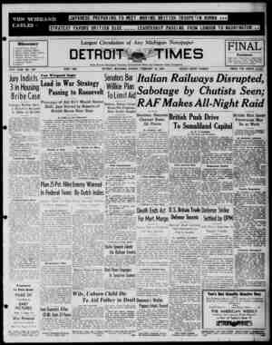 Detroit Evening Times Newspaper February 16, 1941 kapağı