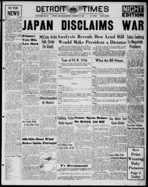 Detroit Evening Times Newspaper February 17, 1941 kapağı
