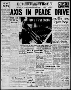 Detroit Evening Times Newspaper February 18, 1941 kapağı