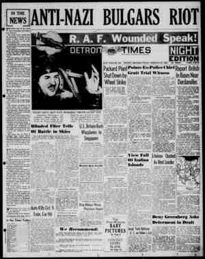 Detroit Evening Times Newspaper February 21, 1941 kapağı